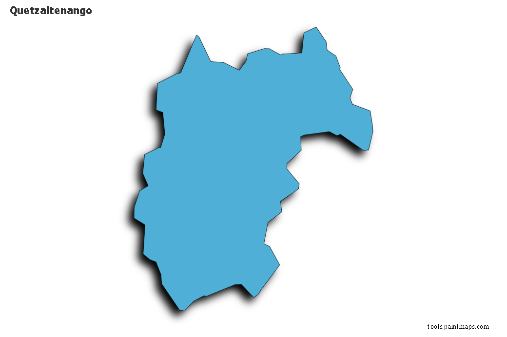 Mapa de Quetzaltenango con efecto de sombra 3D