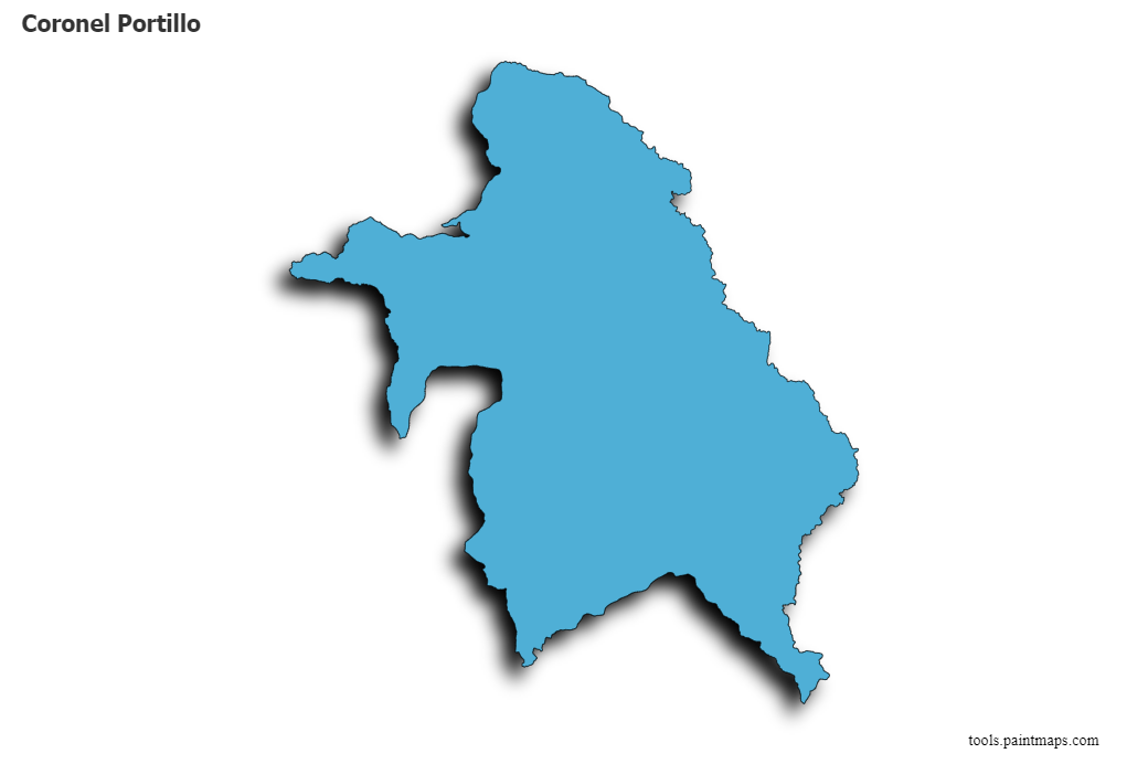 Mapa de Coronel Portillo con efecto de sombra 3D