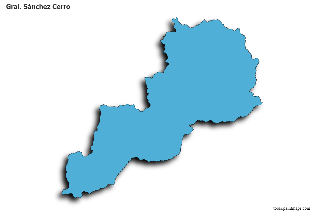 Mapa de Gral. Sánchez Cerro con efecto de sombra 3D