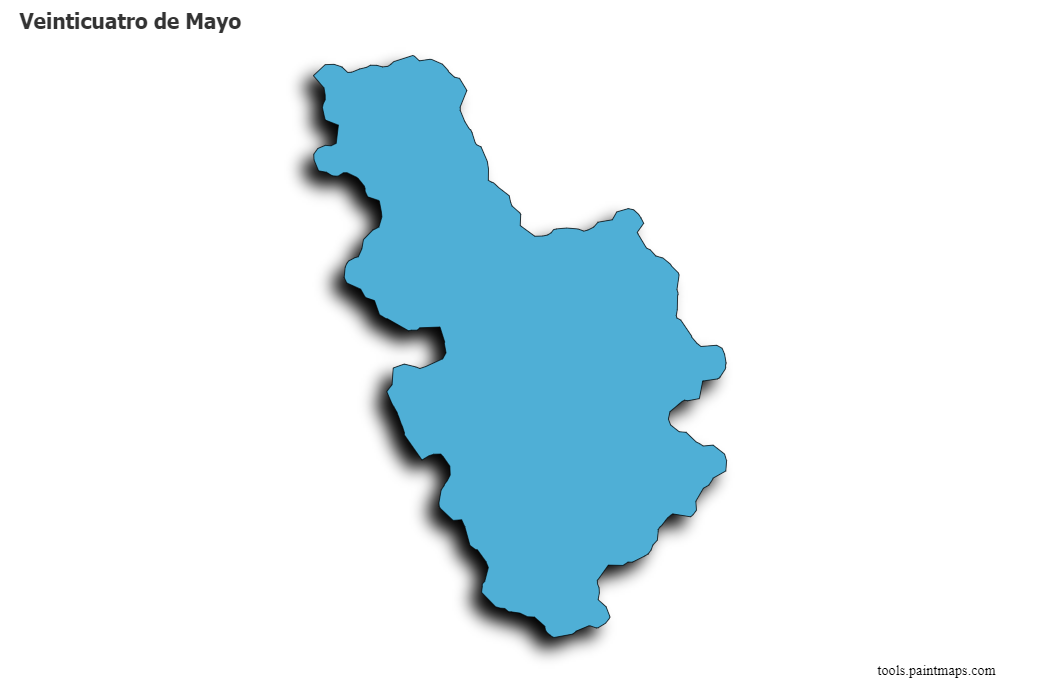 Veinticuatro de Mayo map with 3d shadow effect