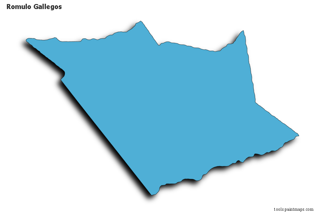Mapa de Romulo Gallegos con efecto de sombra 3D
