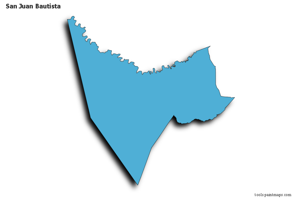 Mapa de San Juan Bautista con efecto de sombra 3D