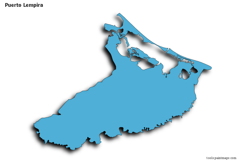 Mapa de Puerto Lempira con efecto de sombra 3D