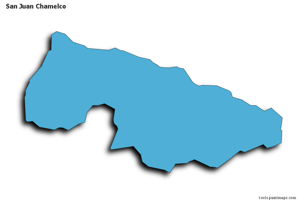 Mapa de San Juan Chamelco con efecto de sombra 3D