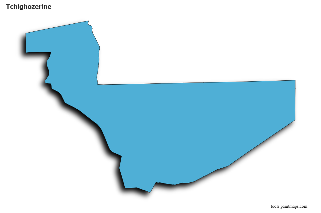 Mapa de Tchighozerine con efecto de sombra 3D