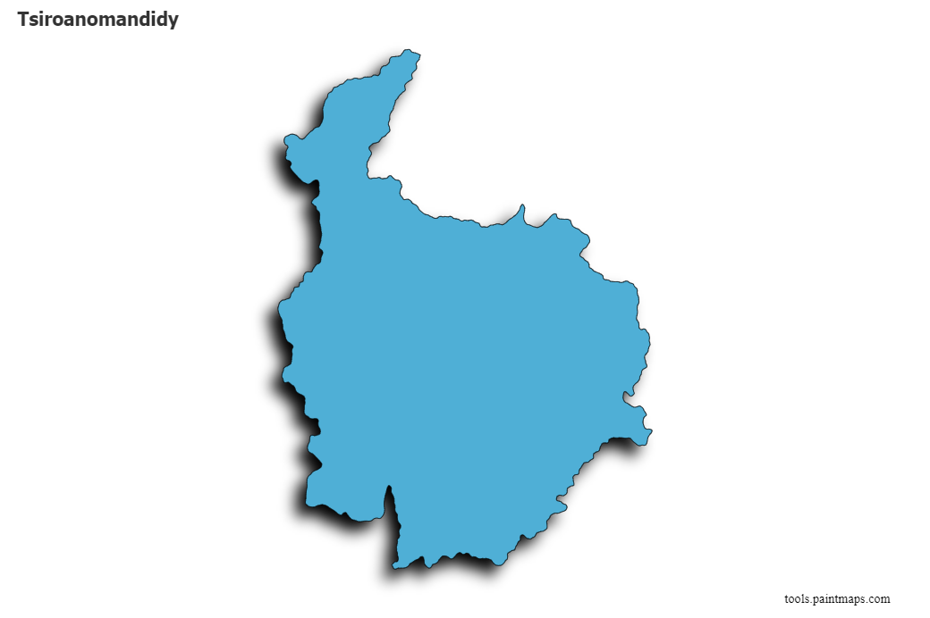 Mapa de Tsiroanomandidy con efecto de sombra 3D