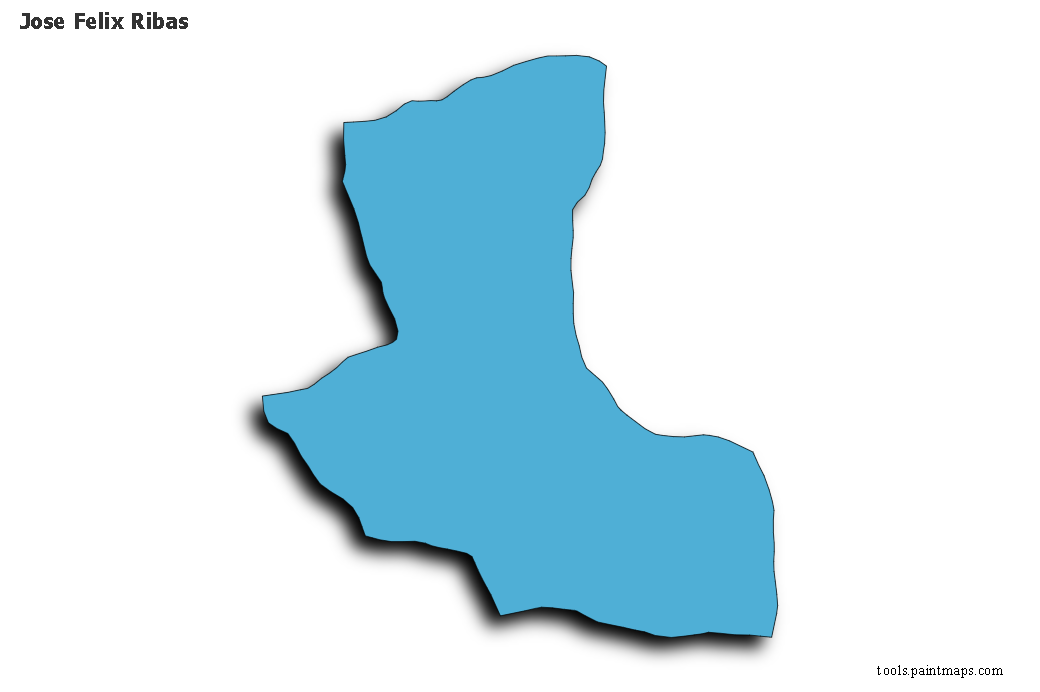 Mapa de Jose Felix Ribas con efecto de sombra 3D