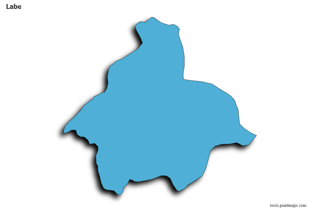 Labé Prefecture map with 3d shadow effect