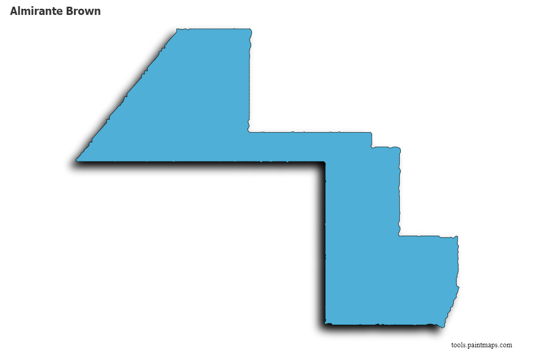 Mapa de Almirante Brown con efecto de sombra 3D