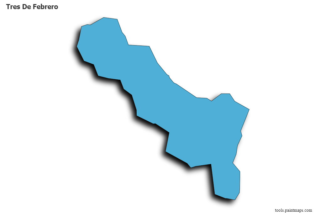 Mapa de Tres De Febrero con efecto de sombra 3D