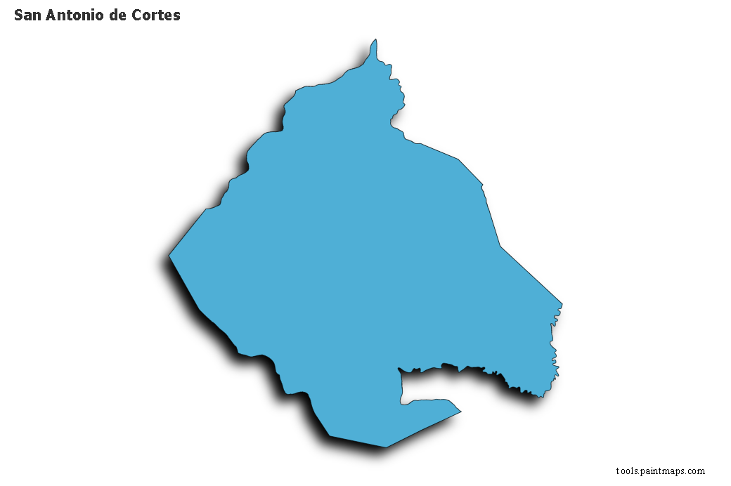 San Antonio de Cortés map with 3d shadow effect