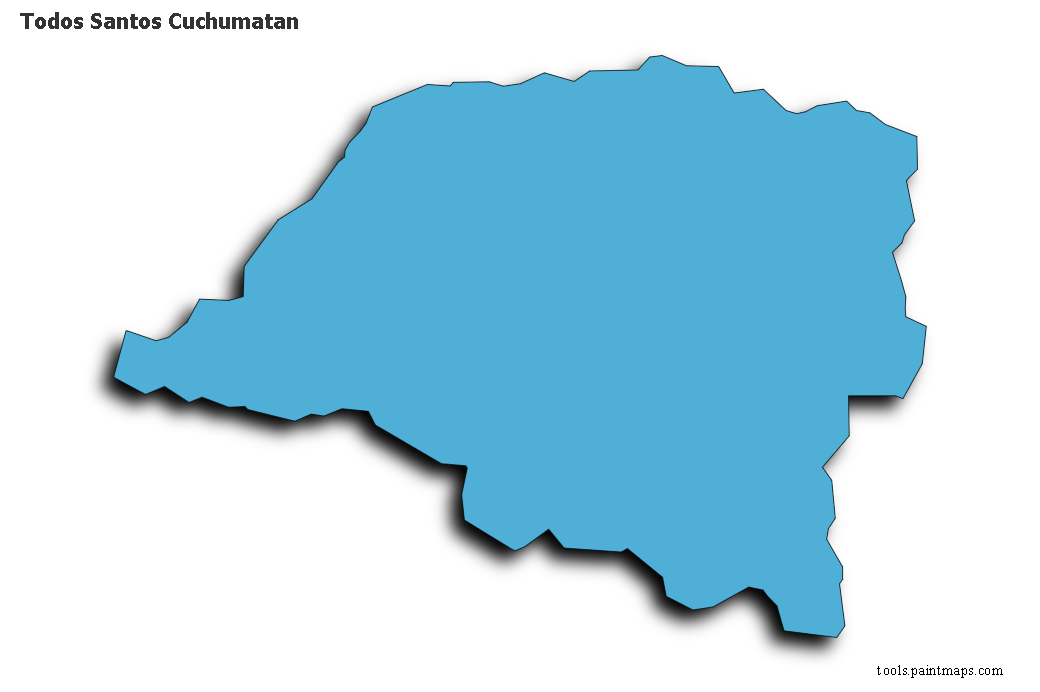 Mapa de Todos Santos Cuchumatan con efecto de sombra 3D