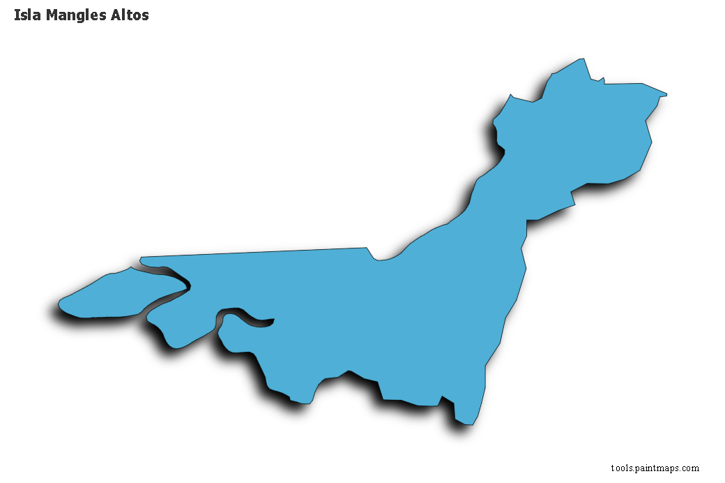 Mapa de Isla Mangles Altos con efecto de sombra 3D