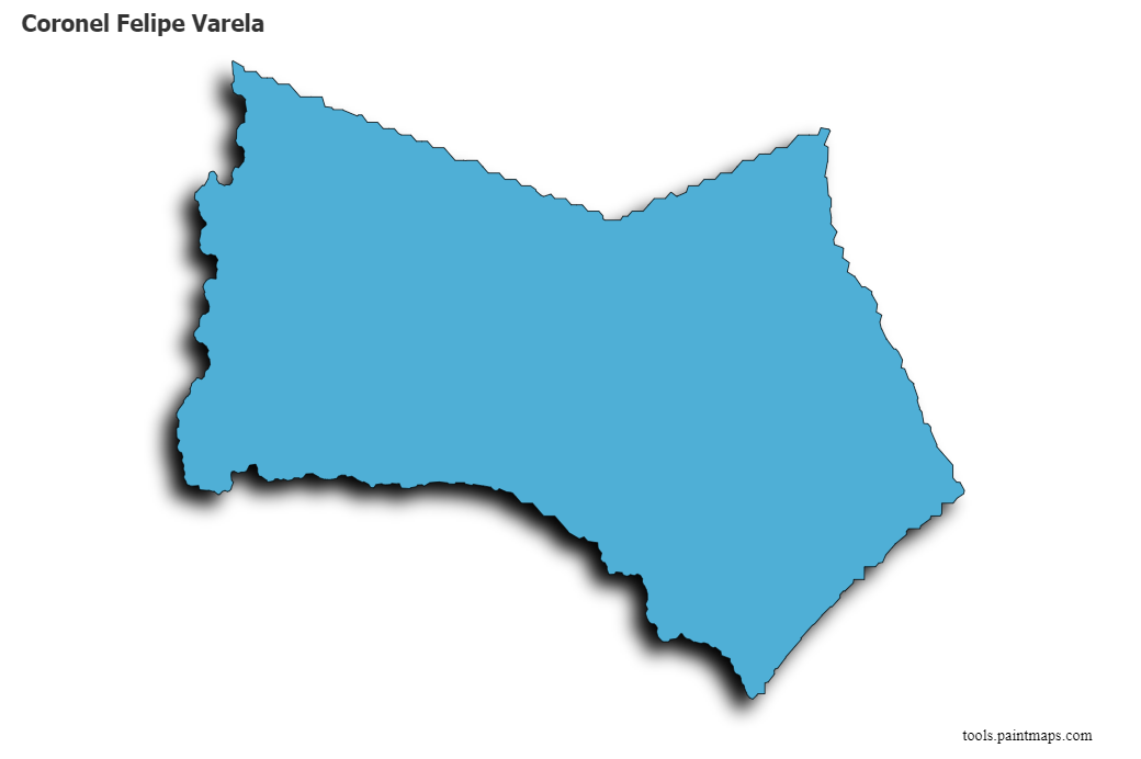 3D gölge efektli Coronel Felipe Varela haritası