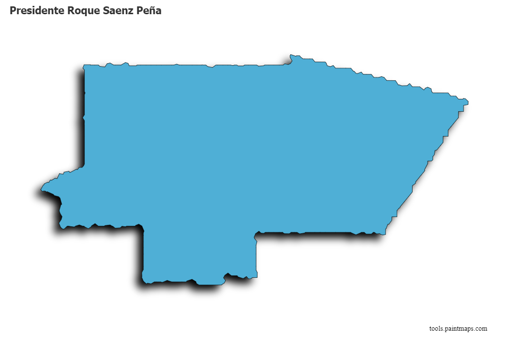 Mapa de Presidente Roque Saenz Peña con efecto de sombra 3D