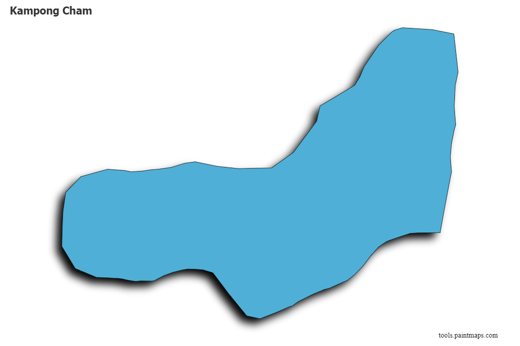 Kampong Cham map with 3d shadow effect