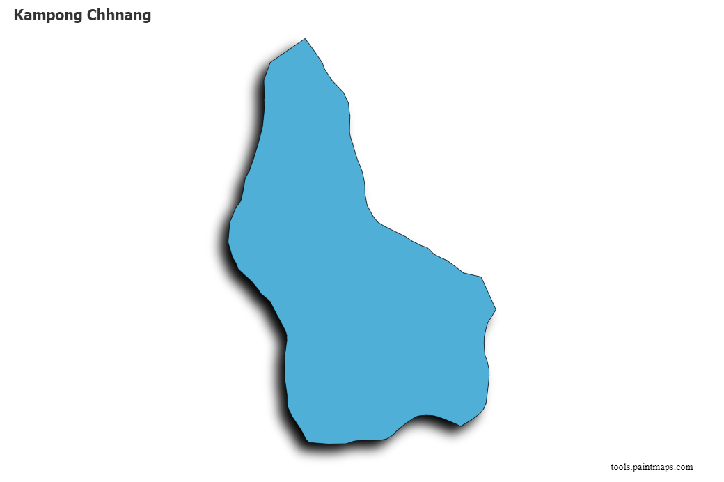 Mapa de Kampong Chhnang con efecto de sombra 3D