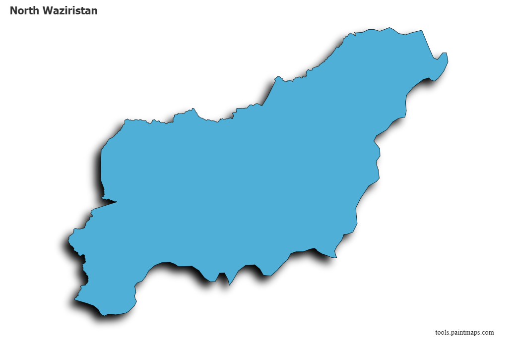 North Waziristan map with 3d shadow effect