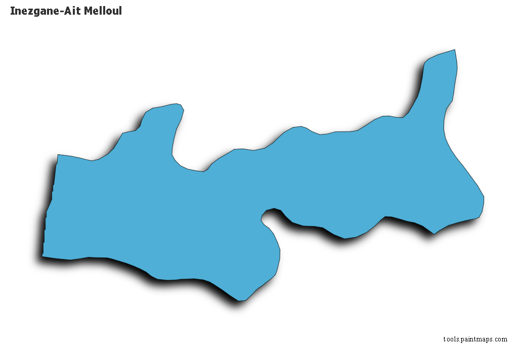 Mapa de Inezgane-Ait Melloul con efecto de sombra 3D