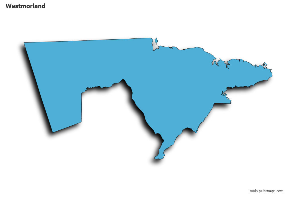 Westmorland map with 3d shadow effect