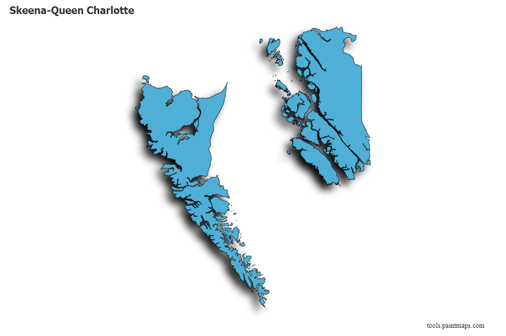 Mapa de Skeena-Queen Charlotte con efecto de sombra 3D