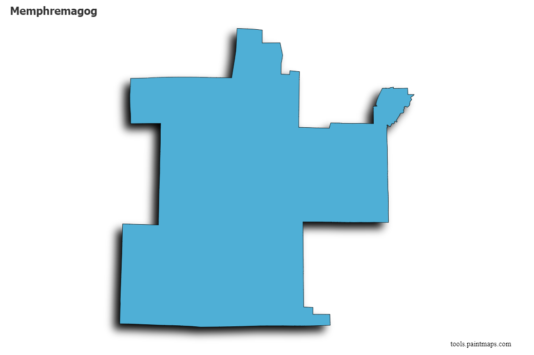 Mapa de Memphremagog con efecto de sombra 3D