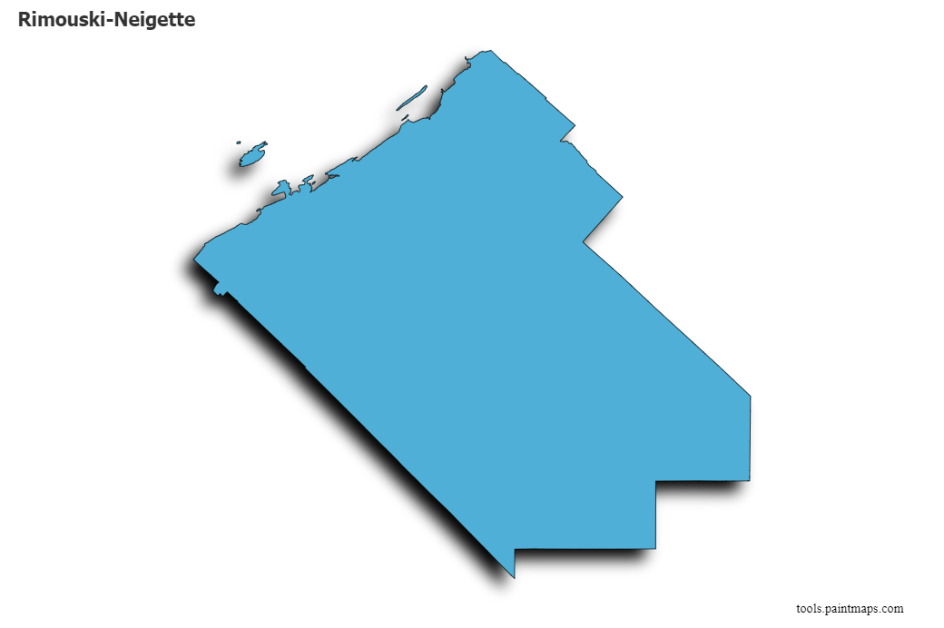 3D gölge efektli Rimouski-Neigette haritası