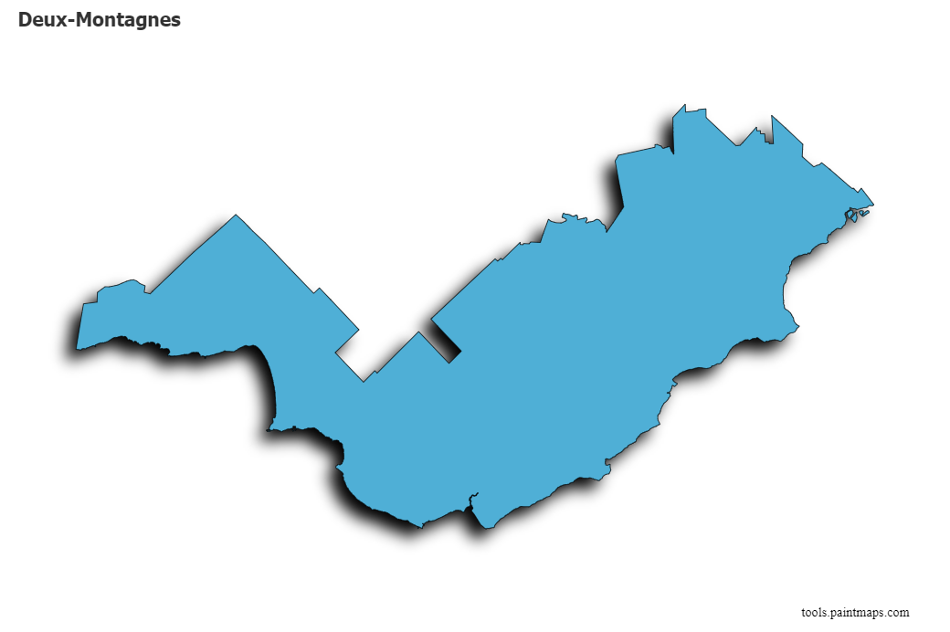 Mapa de Deux-Montagnes con efecto de sombra 3D