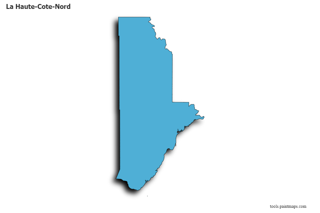 3D gölge efektli La Haute-Cote-Nord haritası