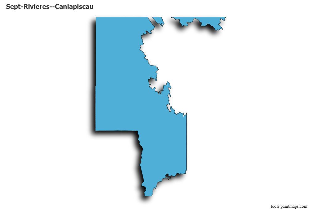 Mapa de Sept-Rivieres--Caniapiscau con efecto de sombra 3D