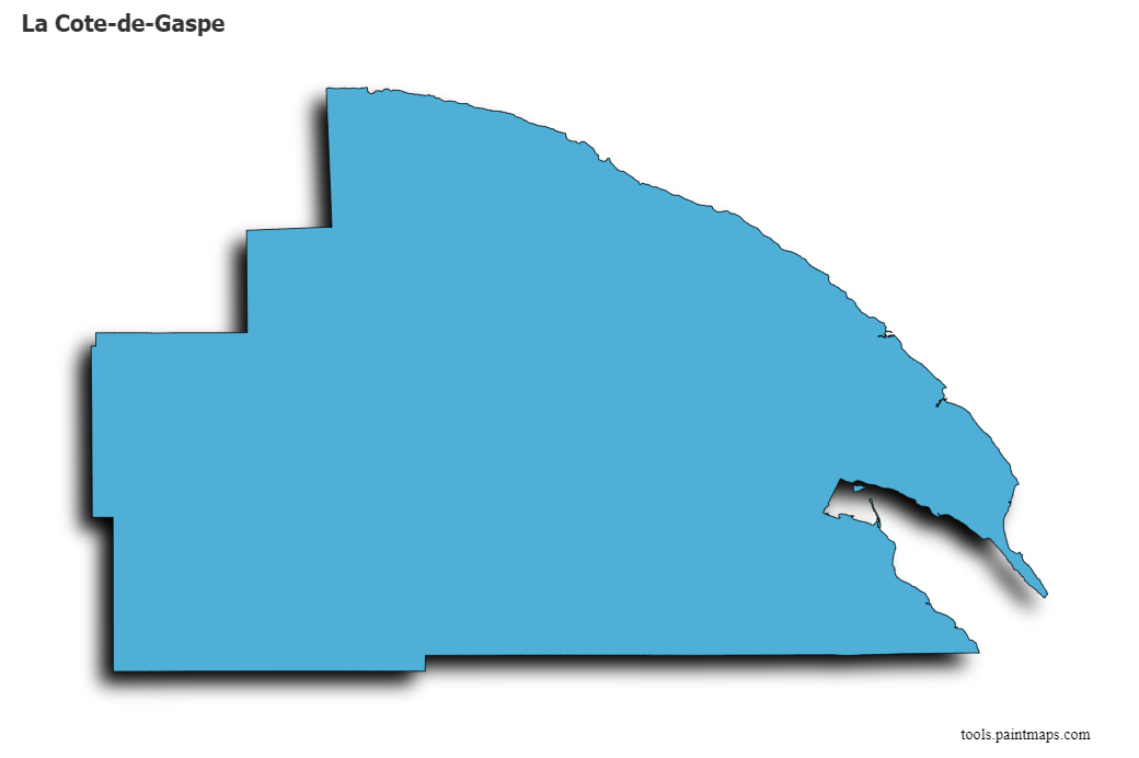 La Cote-de-Gaspe map with 3d shadow effect