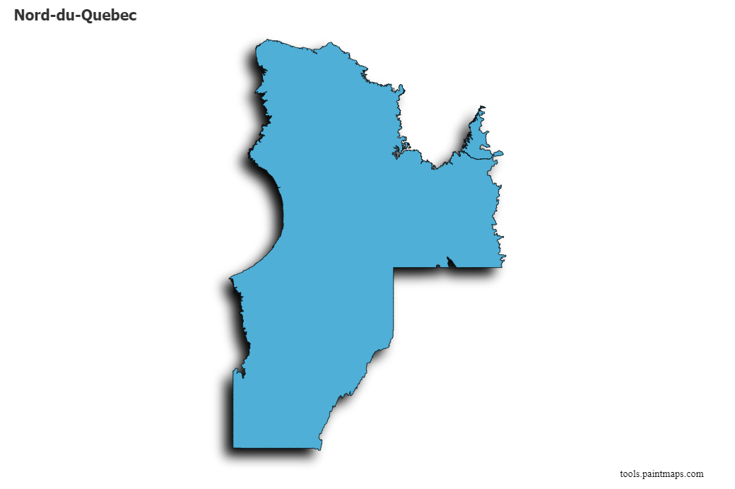 Nord-du-Quebec map with 3d shadow effect