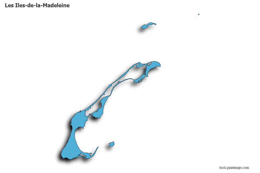 3D gölge efektli Les Iles-de-la-Madeleine haritası