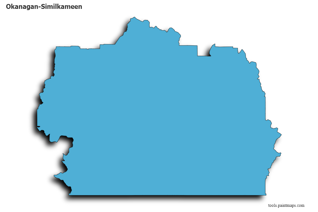 3D gölge efektli Okanagan-Similkameen haritası
