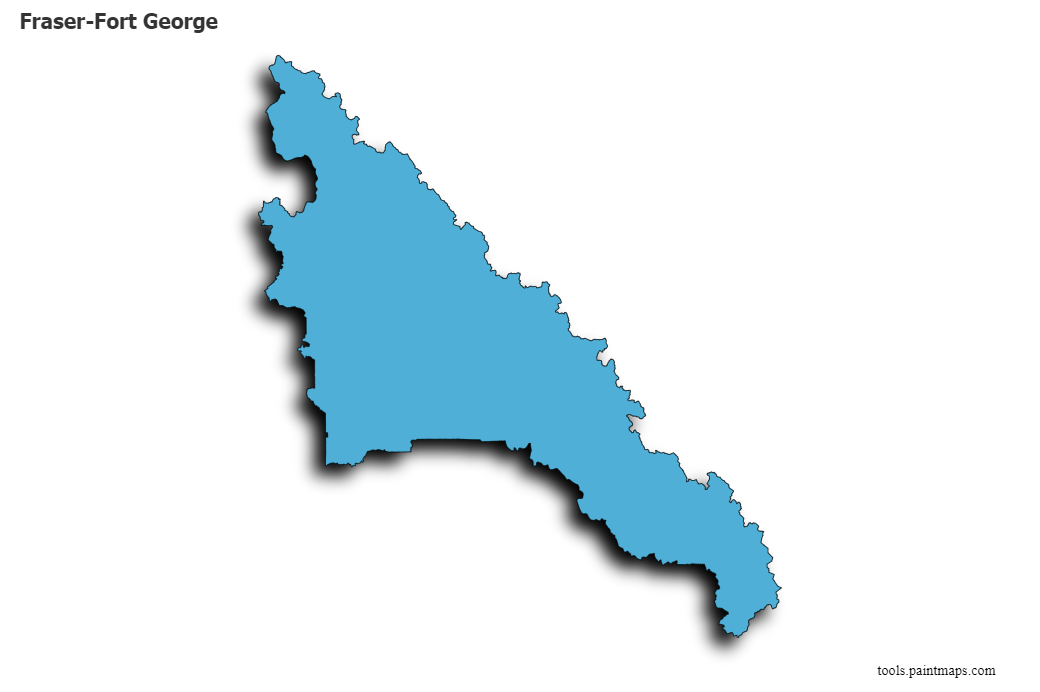Mapa de Fraser-Fort George con efecto de sombra 3D