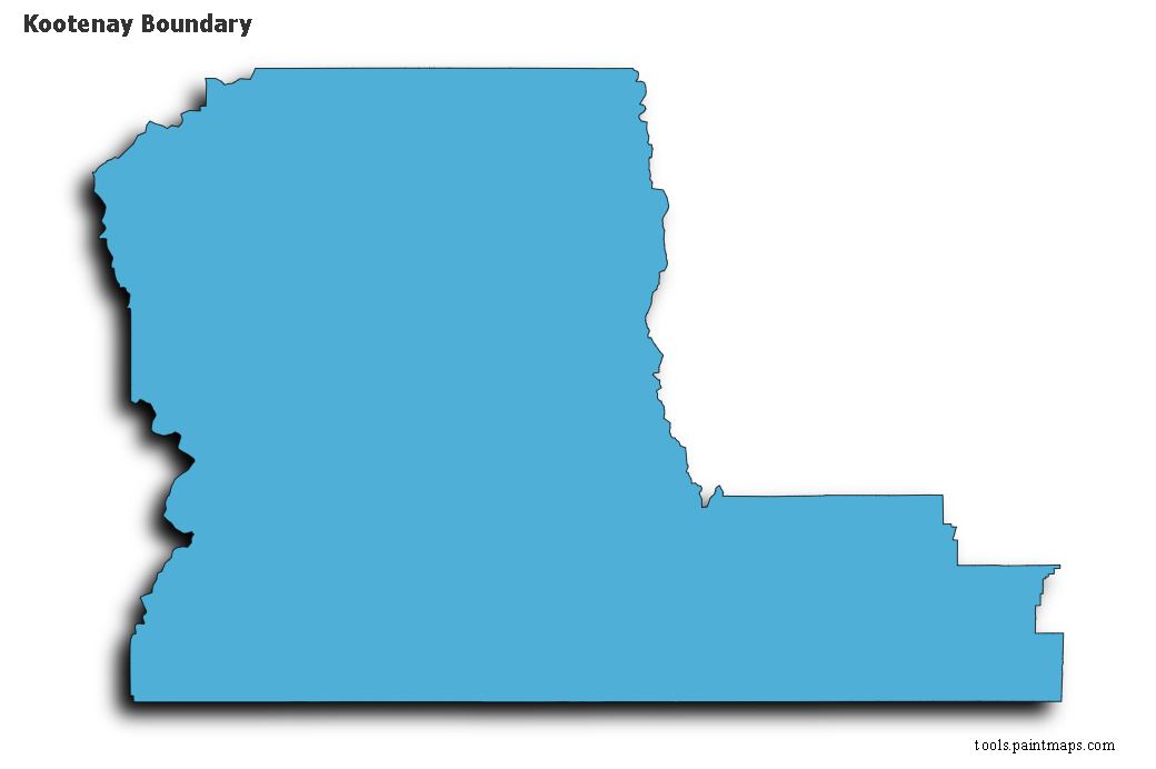 Kootenay Boundary map with 3d shadow effect