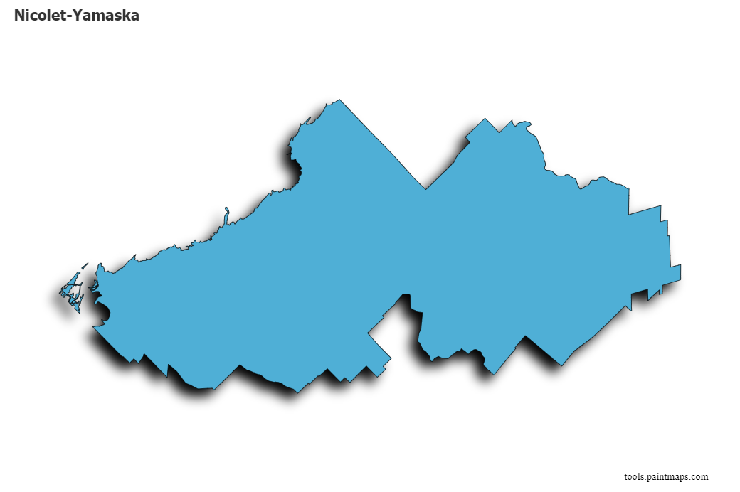 Mapa de Nicolet-Yamaska con efecto de sombra 3D