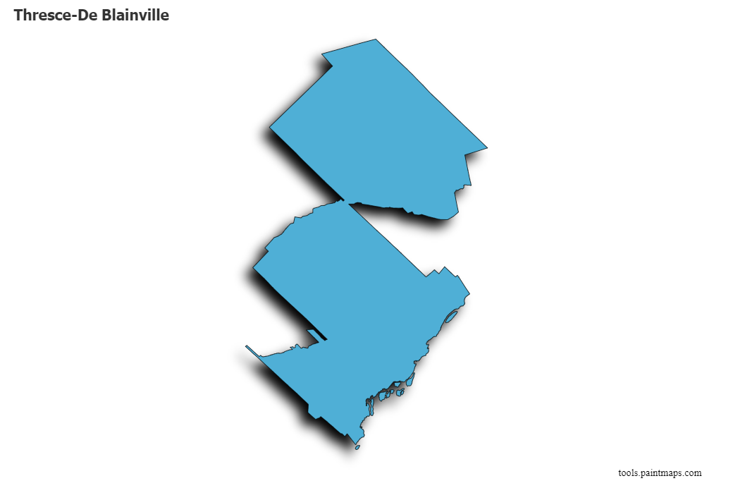 3D gölge efektli Thresce-De Blainville haritası