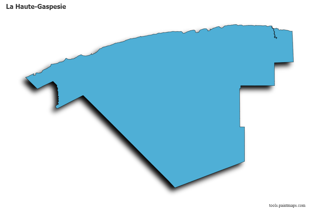 Mapa de La Haute-Gaspesie con efecto de sombra 3D