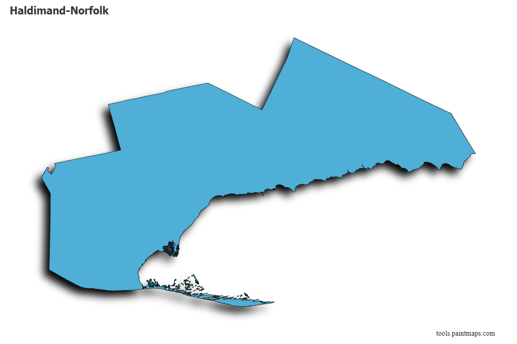 Haldimand-Norfolk map with 3d shadow effect