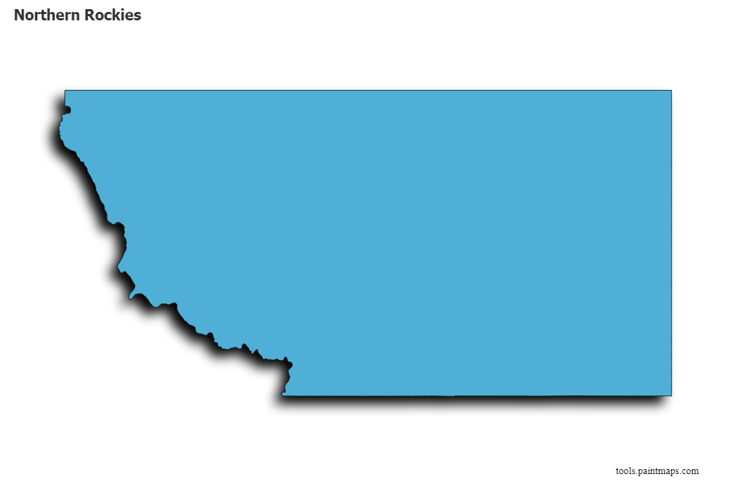 Mapa de Northern Rockies con efecto de sombra 3D