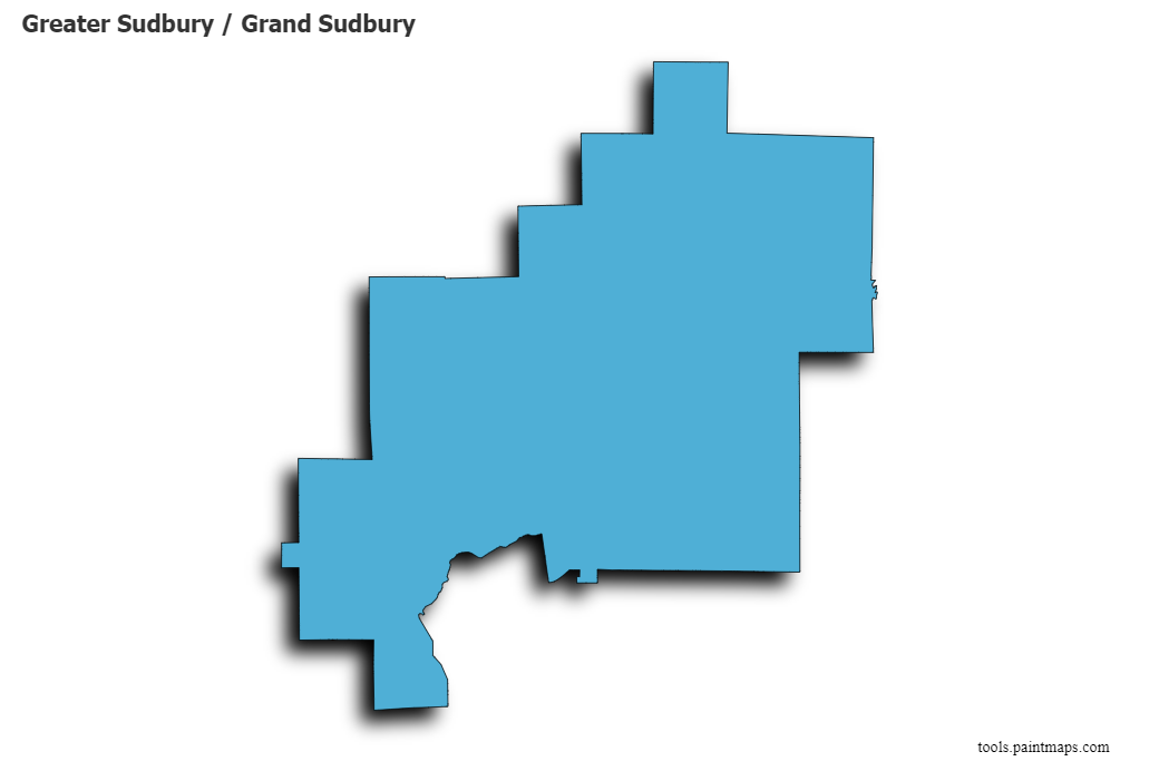 Greater Sudbury / Grand Sudbury map with 3d shadow effect