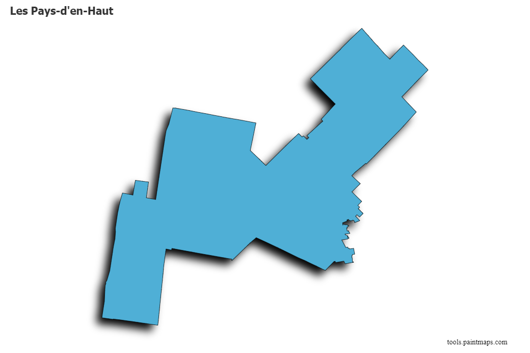 Mapa de Les Pays-d'en-Haut con efecto de sombra 3D