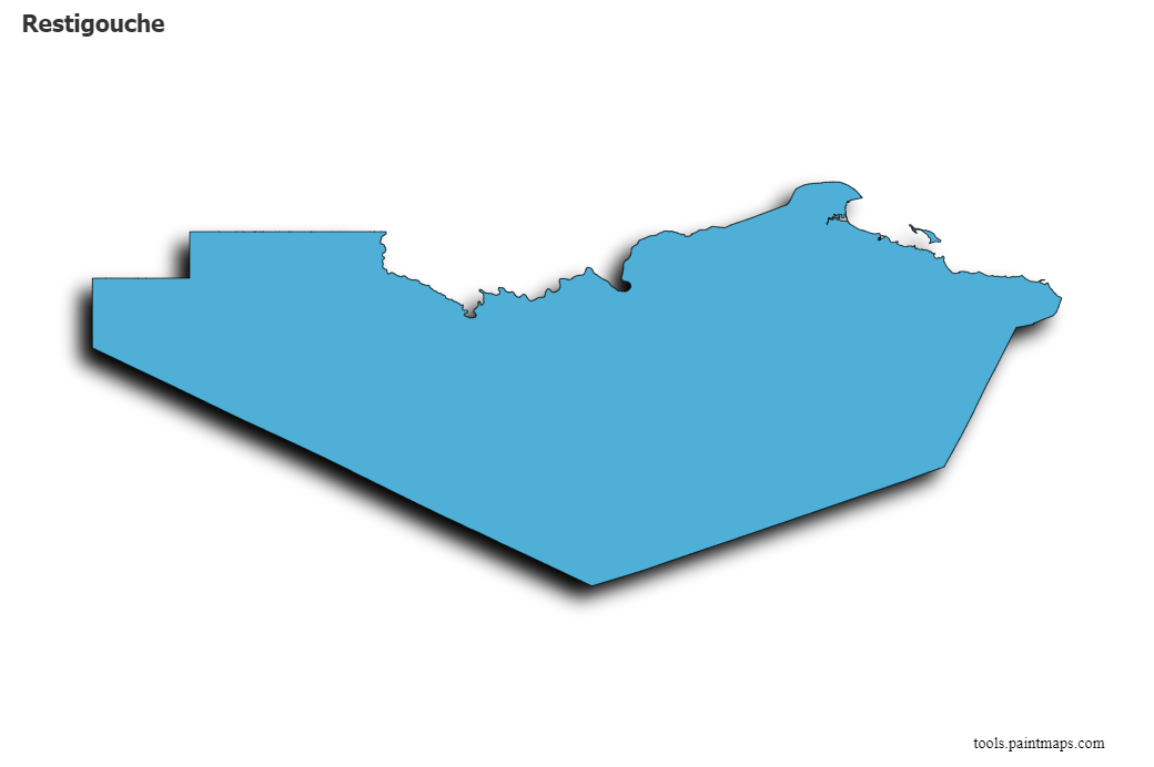 Restigouche map with 3d shadow effect