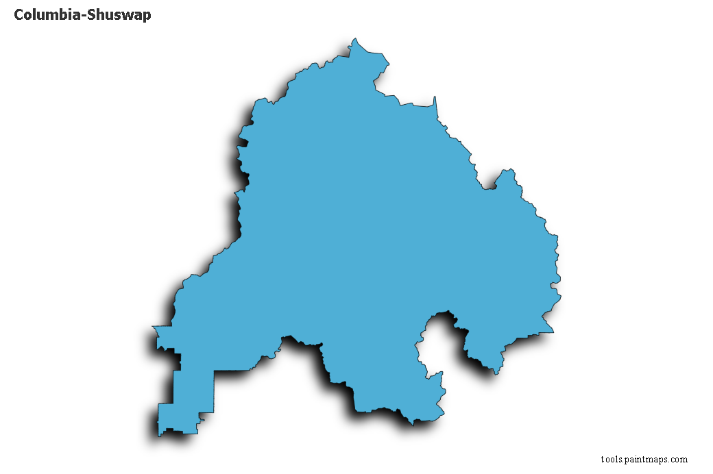 Mapa de Columbia-Shuswap con efecto de sombra 3D