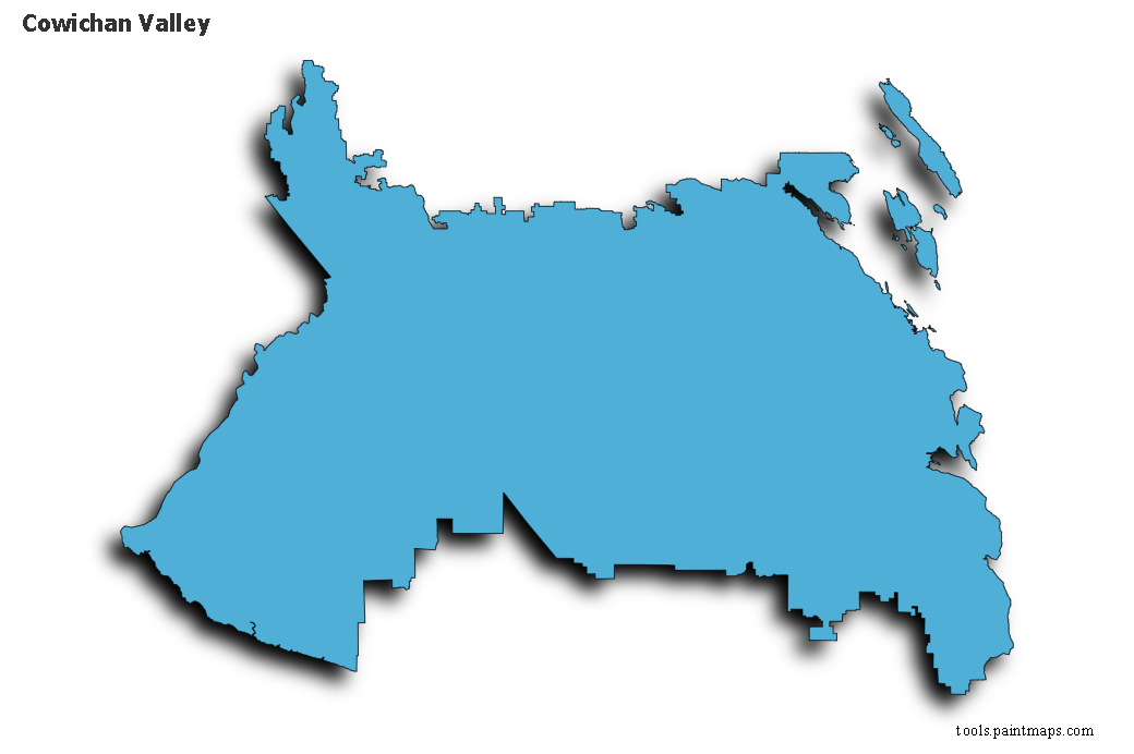 3D gölge efektli Cowichan Valley haritası