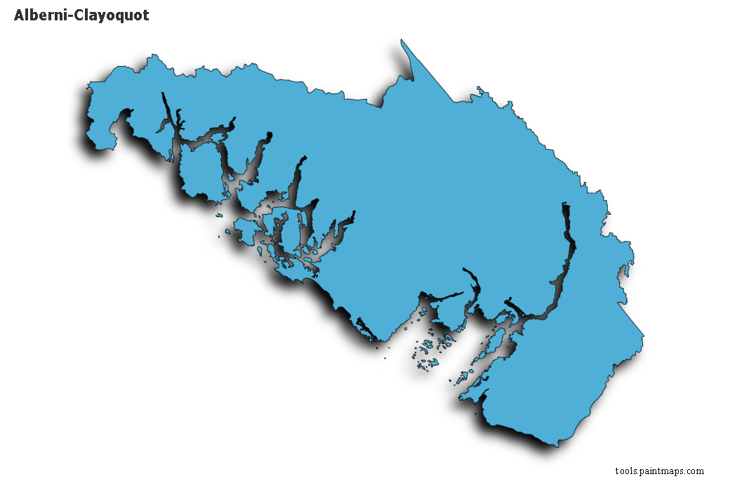 Alberni-Clayoquot map with 3d shadow effect