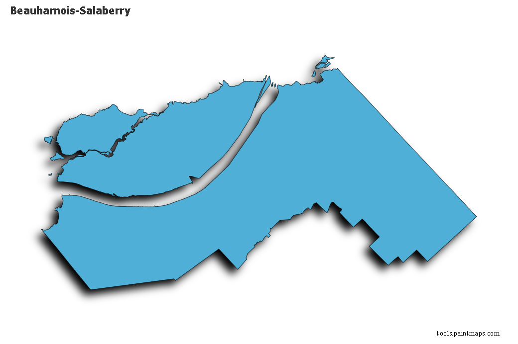 Mapa de Beauharnois-Salaberry con efecto de sombra 3D