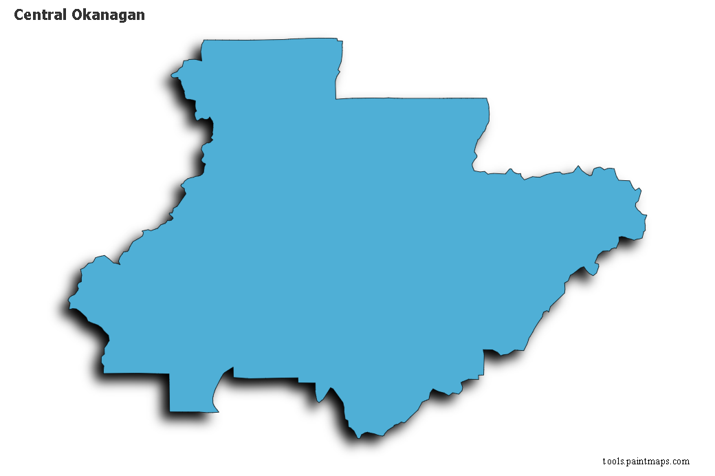 Central Okanagan map with 3d shadow effect
