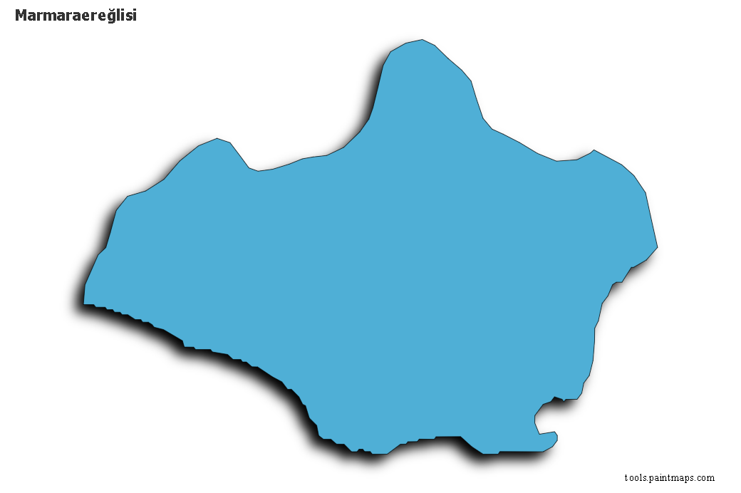 Mapa de Marmaraereğlisi con efecto de sombra 3D